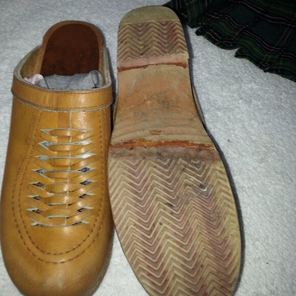 Vintage 1980s Olof Daughters Swedish Clogs Leather and Wood - Picture 12 of 14